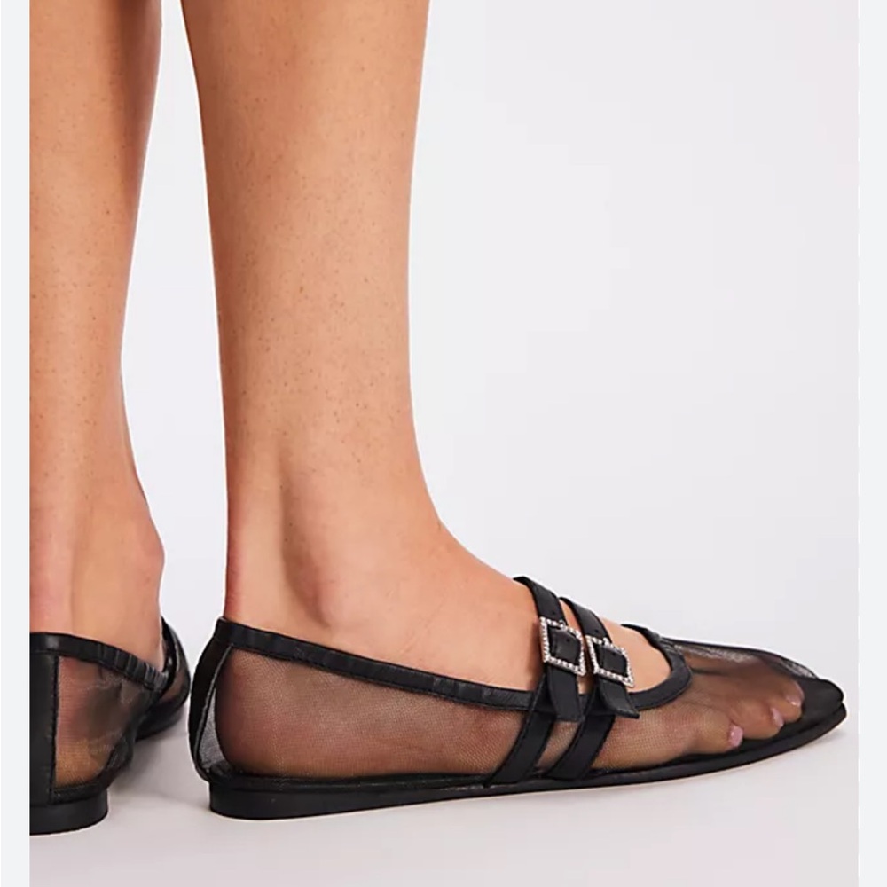 FREE PEOPLE 
Gemini Mary Jane Flat - Pink Cloud Mesh NWOT